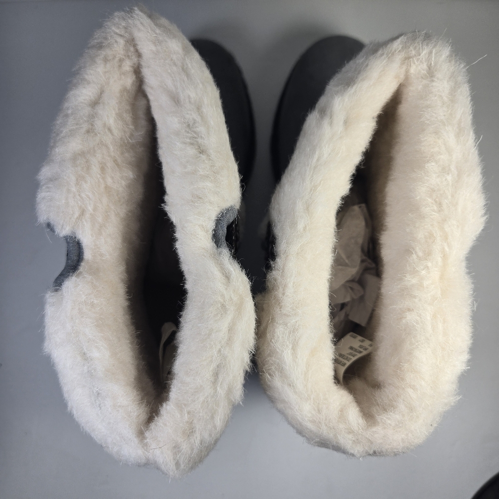 NEW Muk Luks Womens Flexi Montauk Boots Size 7 Gray Suede Faux Fur Winter Snow - Picture 6 of 8